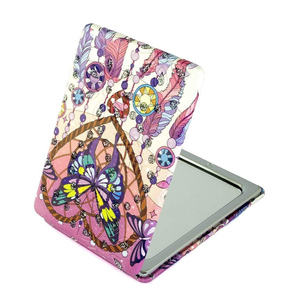 Зеркало компактное Weisen WSPK-138-5 Бабочки двухстороннее прямоугольное